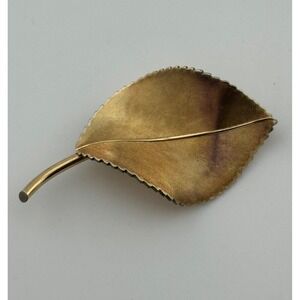 Vintage Krementz Leaf Brooch Gold Tone